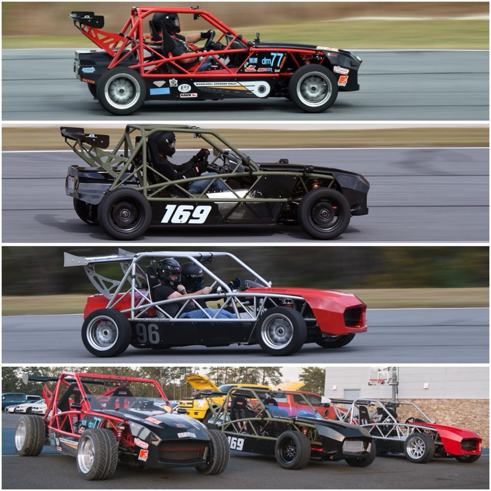 Three flavors of the Exocet Race chassis hit the track
